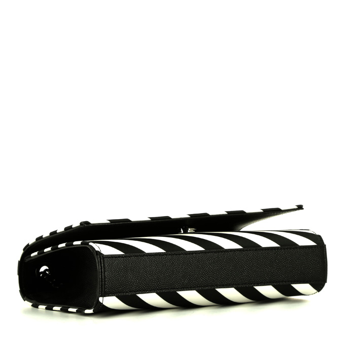Sac bandoulière Saint Laurent  Kate en cuir noir et blanc - Detail D4