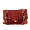 Bolso de mano Chanel  Timeless Classic en piel de pitón bicolor roja y negra - 360 thumbnail