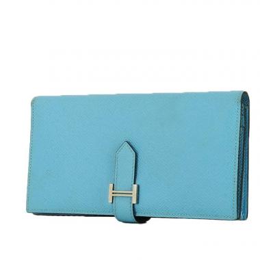 HERMES Dogon Compact Bicolor wallet Purse Swift leather Blue du