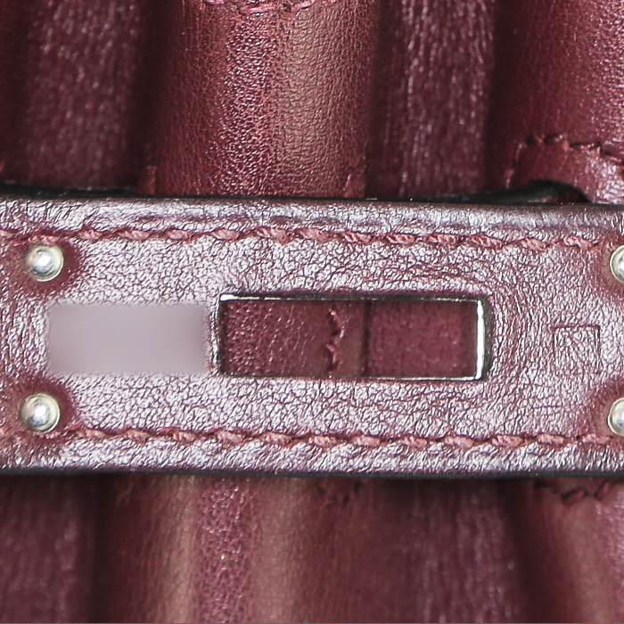 Sac à main Hermès  Kelly Lakis en cuir Swift prune - Detail D5