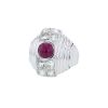 Vintage  ring in white gold, platinum, diamonds and ruby - 00pp thumbnail