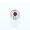 Vintage  ring in white gold, platinum, diamonds and ruby - 360 thumbnail