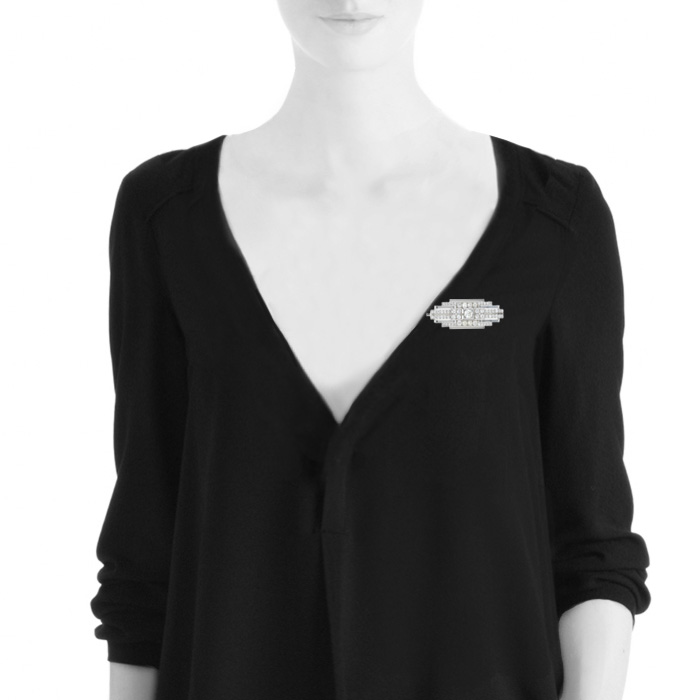 Broche années 50 Vintage  en or blanc et diamants - Detail D1