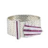 Vintage  cuff bracelet in white gold, platinium, diamonds and synthetic ruby - 00pp thumbnail
