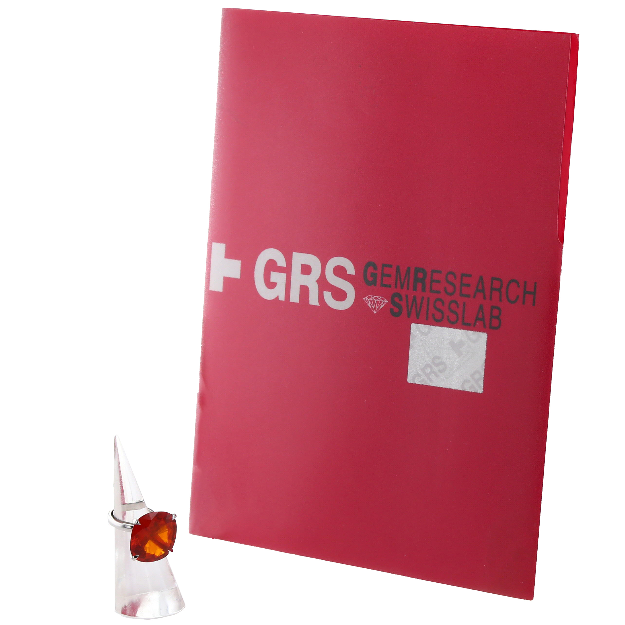 Anello Vintage  in oro bianco e zaffiro arancione - Detail D2