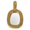 Mithé Espelt, "Oblong" hand mirror, in embossed earthenware and crackled gold, from the 1950's - 00pp thumbnail