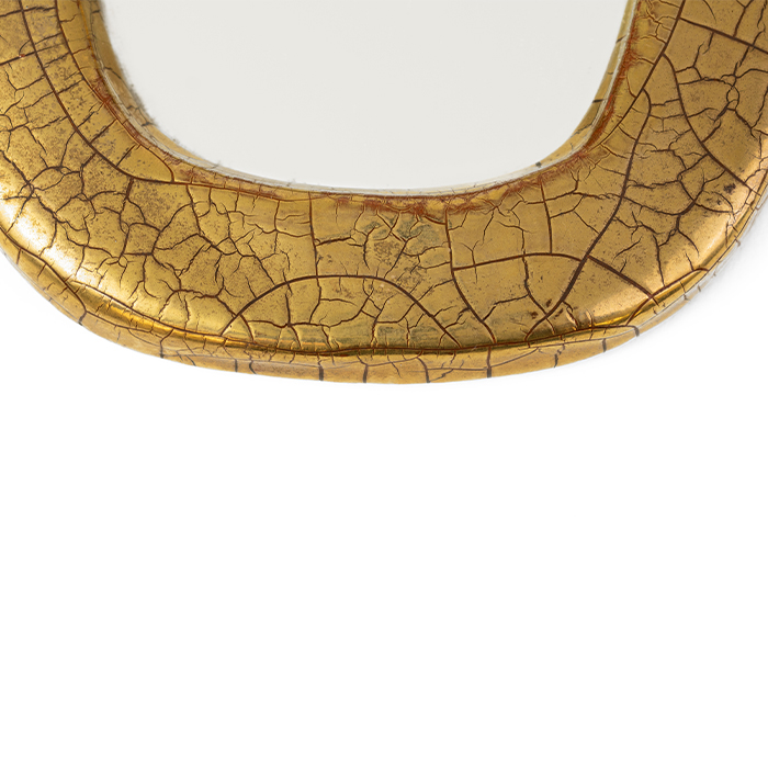 Mithé Espelt, "Oblong" hand mirror, in embossed earthenware and crackled gold, from the 1950's - Detail D2