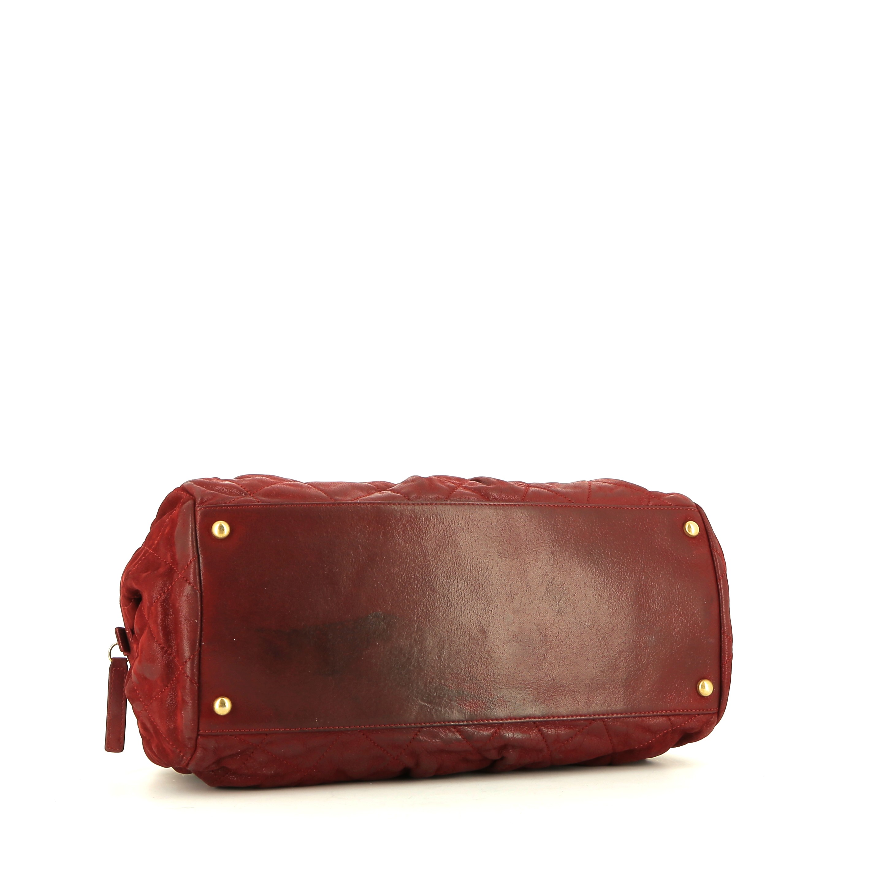 Chanel  Mademoiselle handbag  in red quilted leather - Detail D4