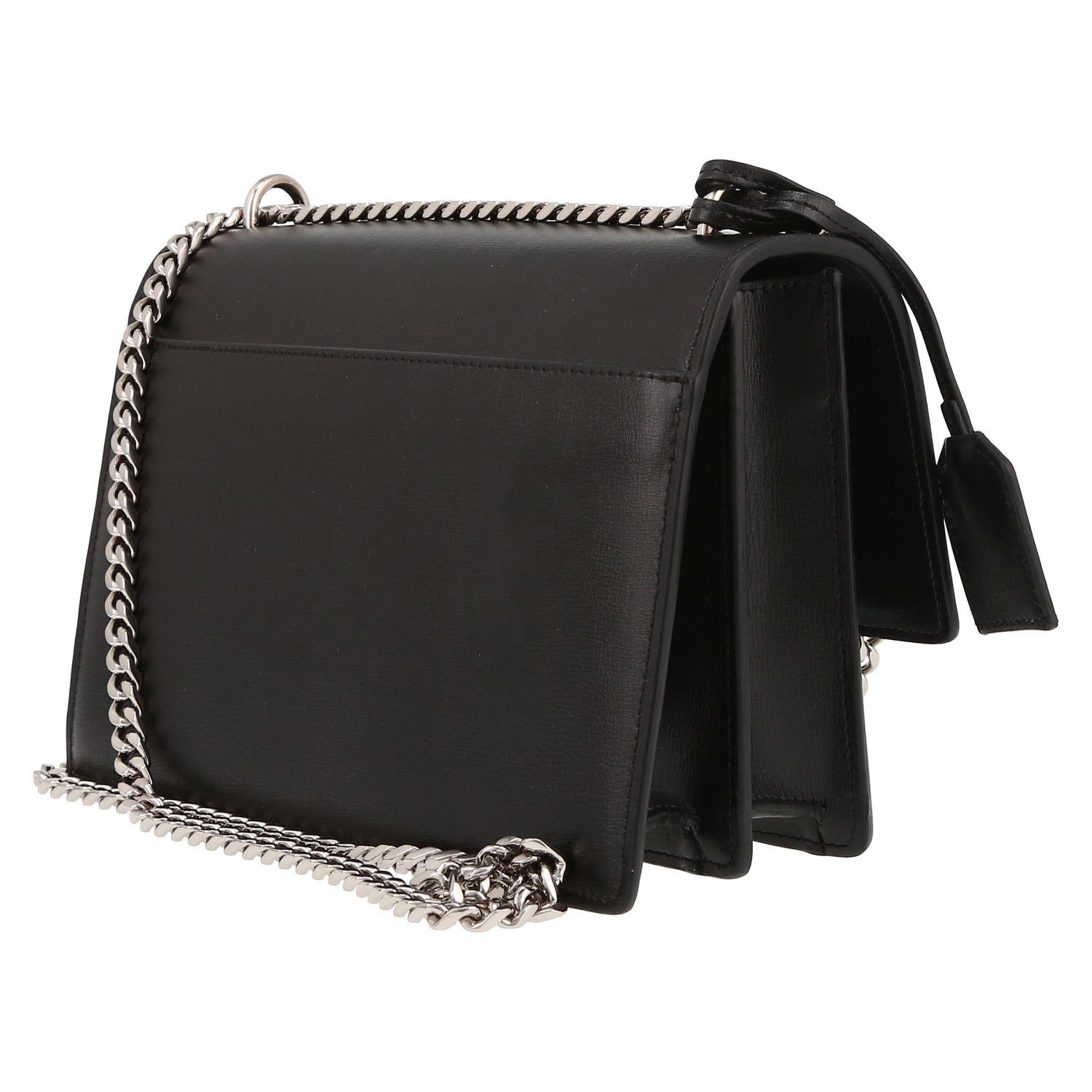 Sac bandoulière Saint Laurent  Sunset en cuir noir - Detail D5