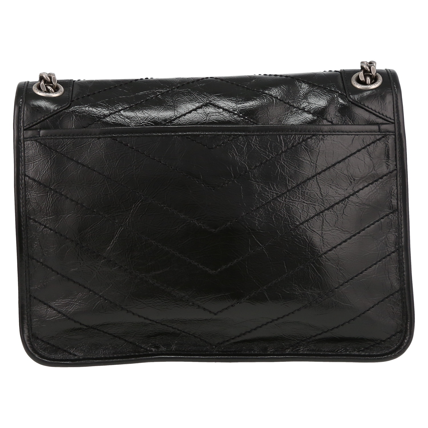 Sac bandoulière Saint Laurent  Niki moyen modèle  en cuir noir - Detail D7