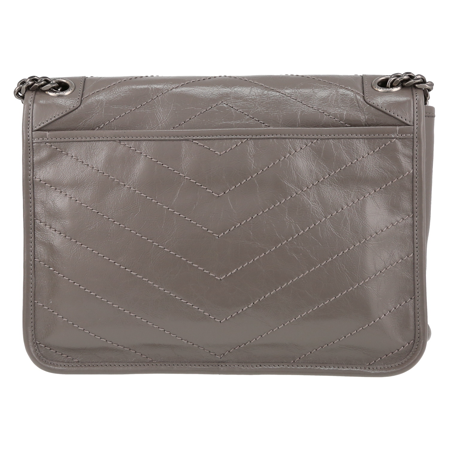 Borsa a tracolla Saint Laurent  Niki modello medio  in pelle grigia - Detail D7