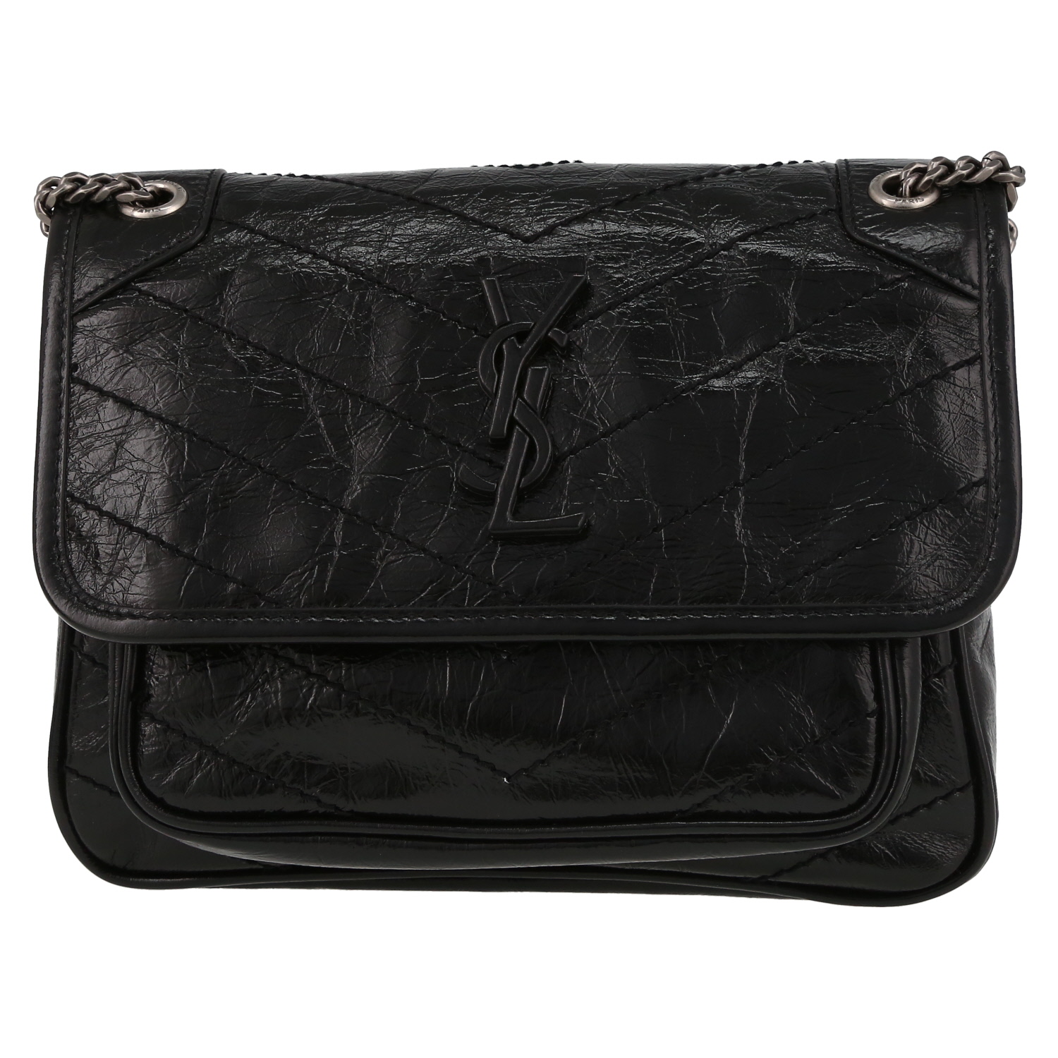 Bolso bandolera Saint Laurent  Niki Baby en cuero negro - Detail D2