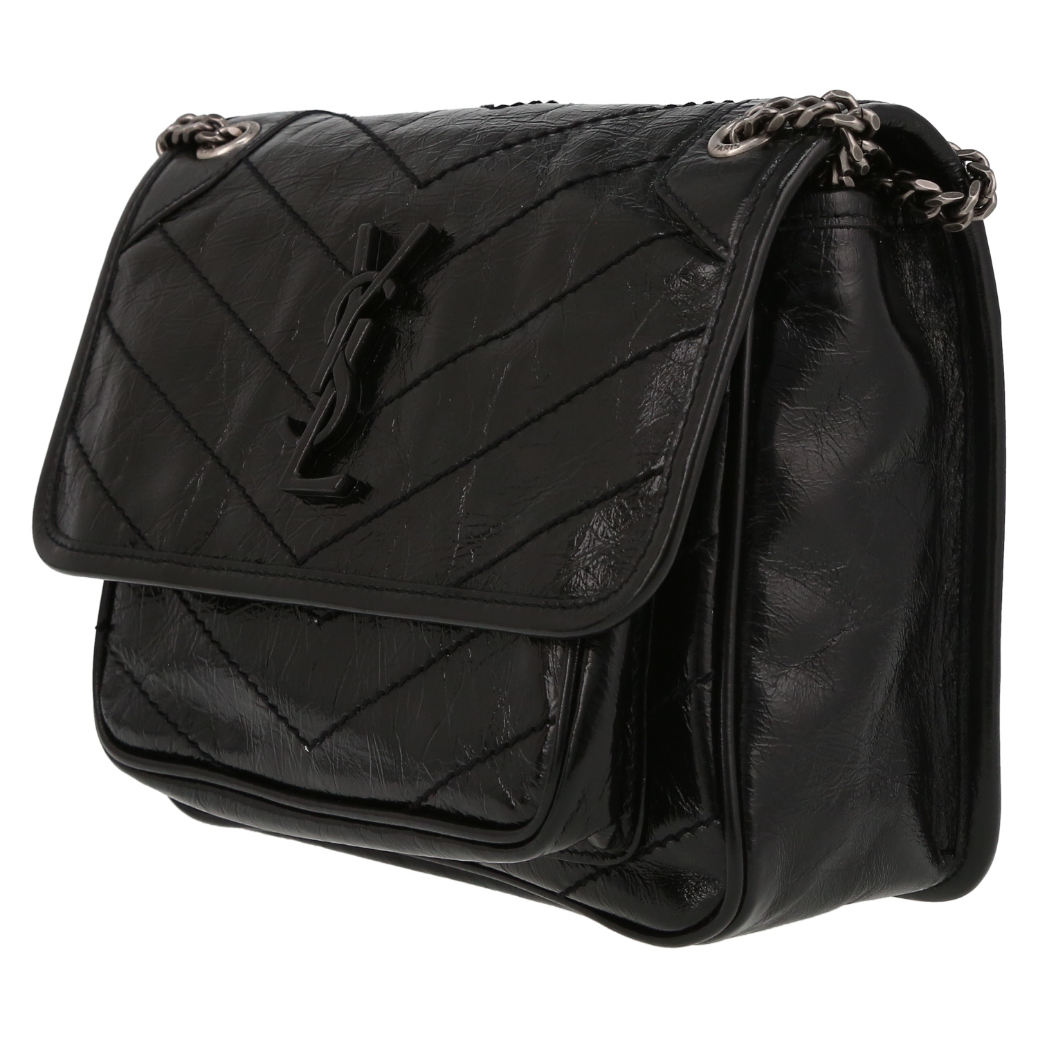 Borsa a tracolla Saint Laurent  Niki Baby in pelle nera - Detail D3