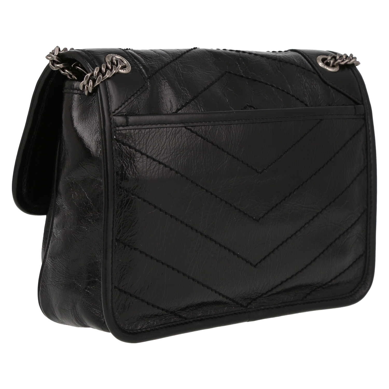 Bolso bandolera Saint Laurent  Niki Baby en cuero negro - Detail D6