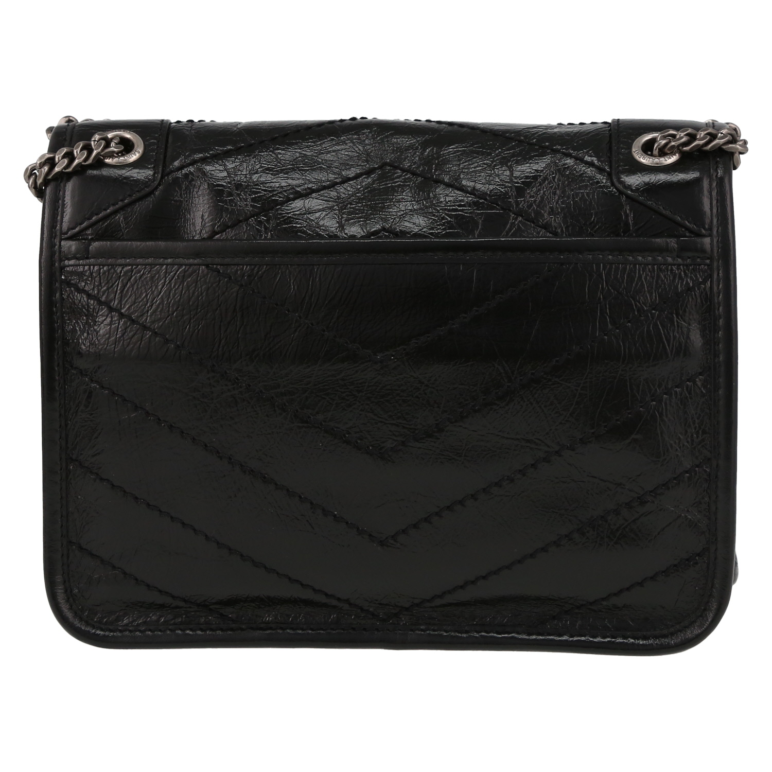 Borsa a tracolla Saint Laurent  Niki Baby in pelle nera - Detail D7
