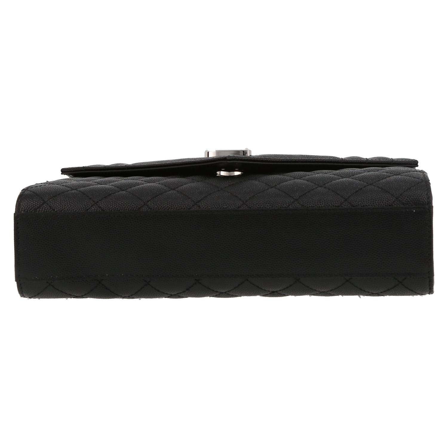 Borsa a tracolla Saint Laurent  Enveloppe modello medio  in pelle martellata e trapuntata nera - Detail D4
