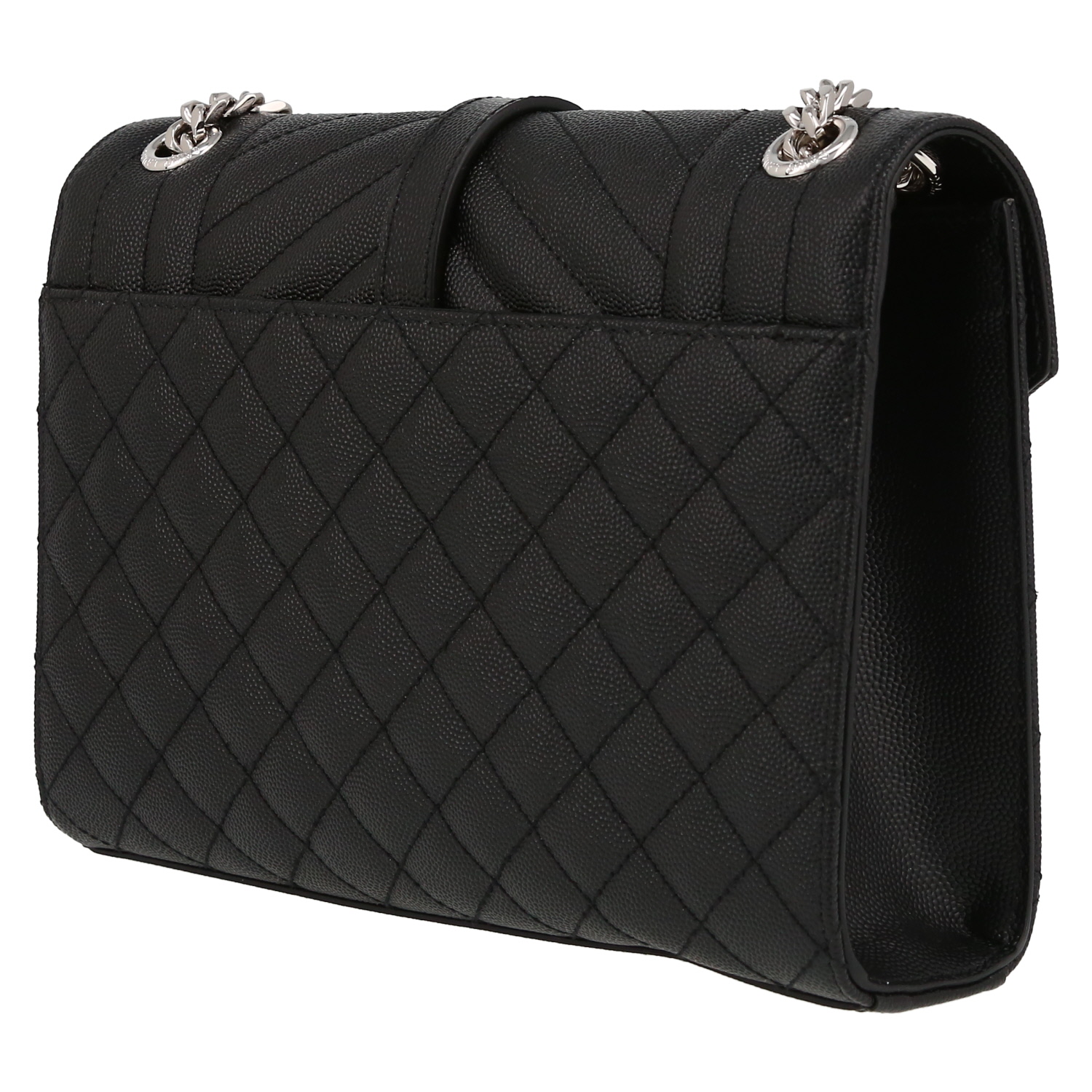 Sac bandoulière Saint Laurent  Enveloppe moyen modèle  en cuir grainé matelassé noir - Detail D5