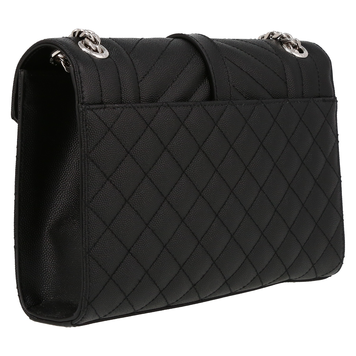 Saint Laurent  Enveloppe medium model  shoulder bag  in black quilted grained leather - Detail D6