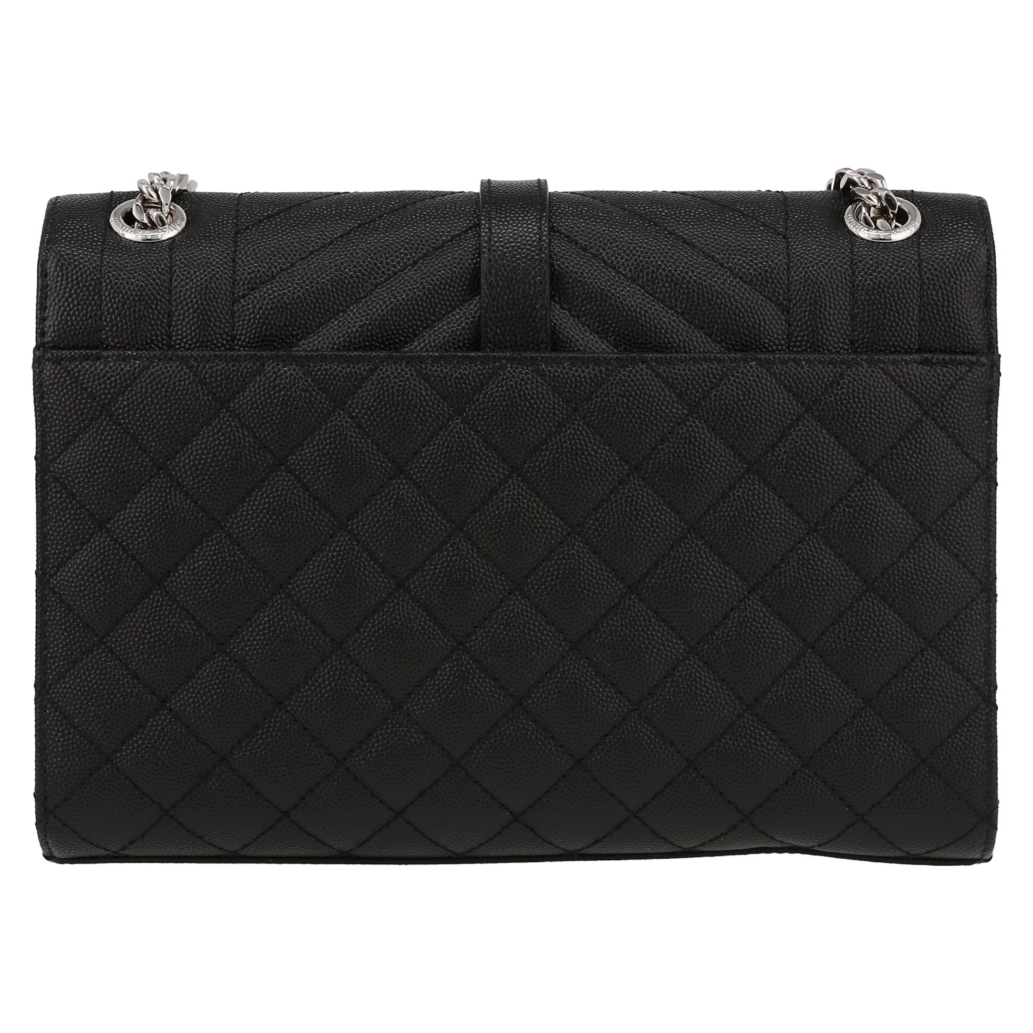 Sac bandoulière Saint Laurent  Enveloppe moyen modèle  en cuir grainé matelassé noir - Detail D7