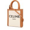 Celine  Vertical mini  shoulder bag  in beige canvas  and brown leather - 00pp thumbnail