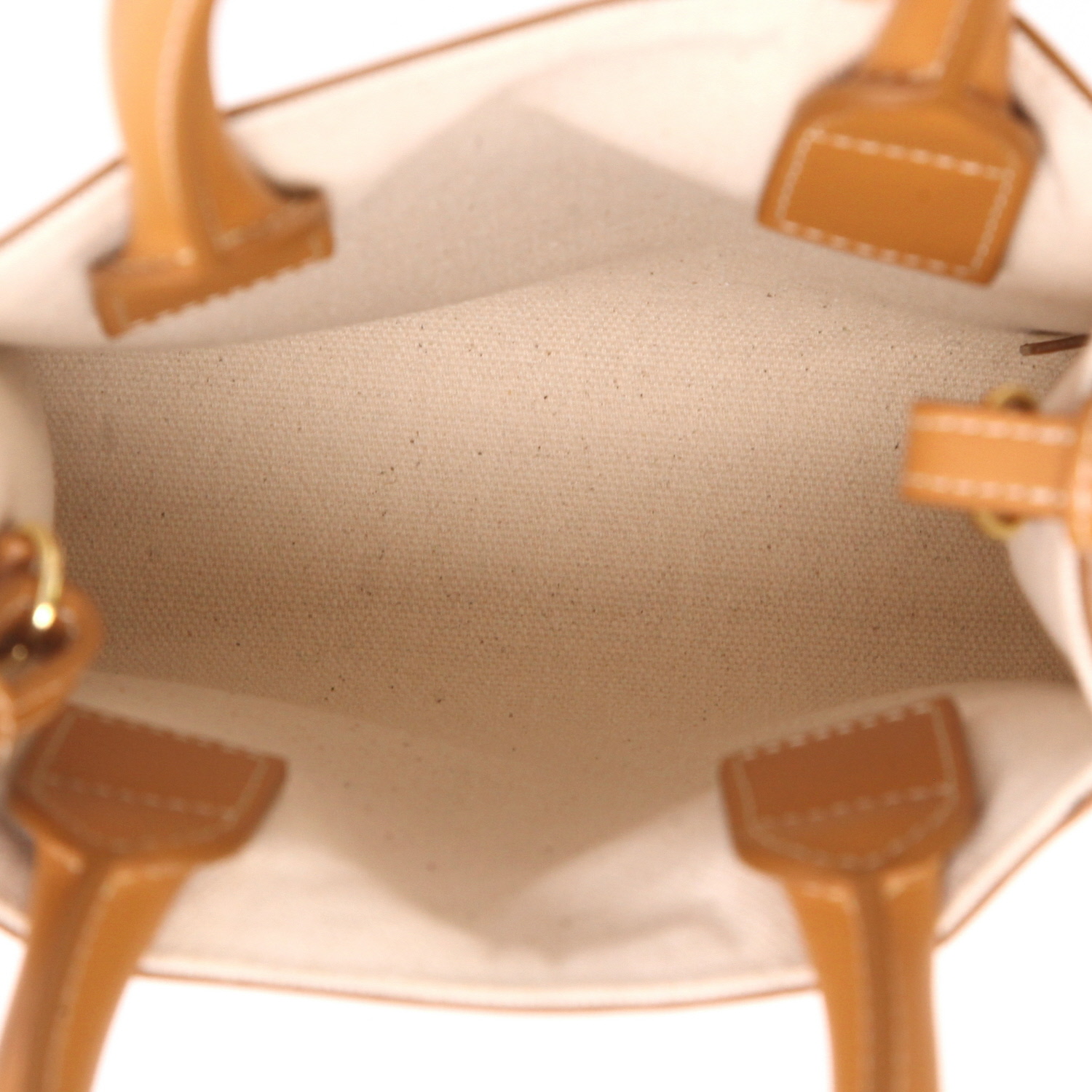 Borsa a tracolla Celine  Vertical mini  in tela beige e pelle marrone - Detail D3