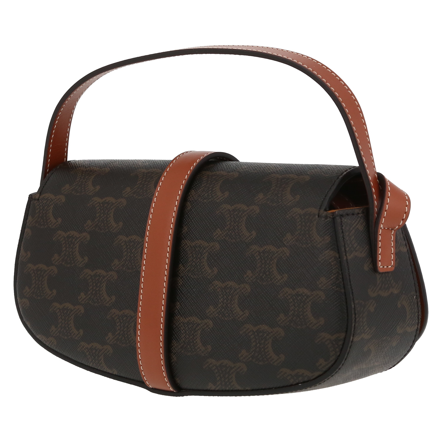 Borsa a spalla Celine  Tabou modello medio  in tela "Triomphe" e pelle marrone - Detail D5