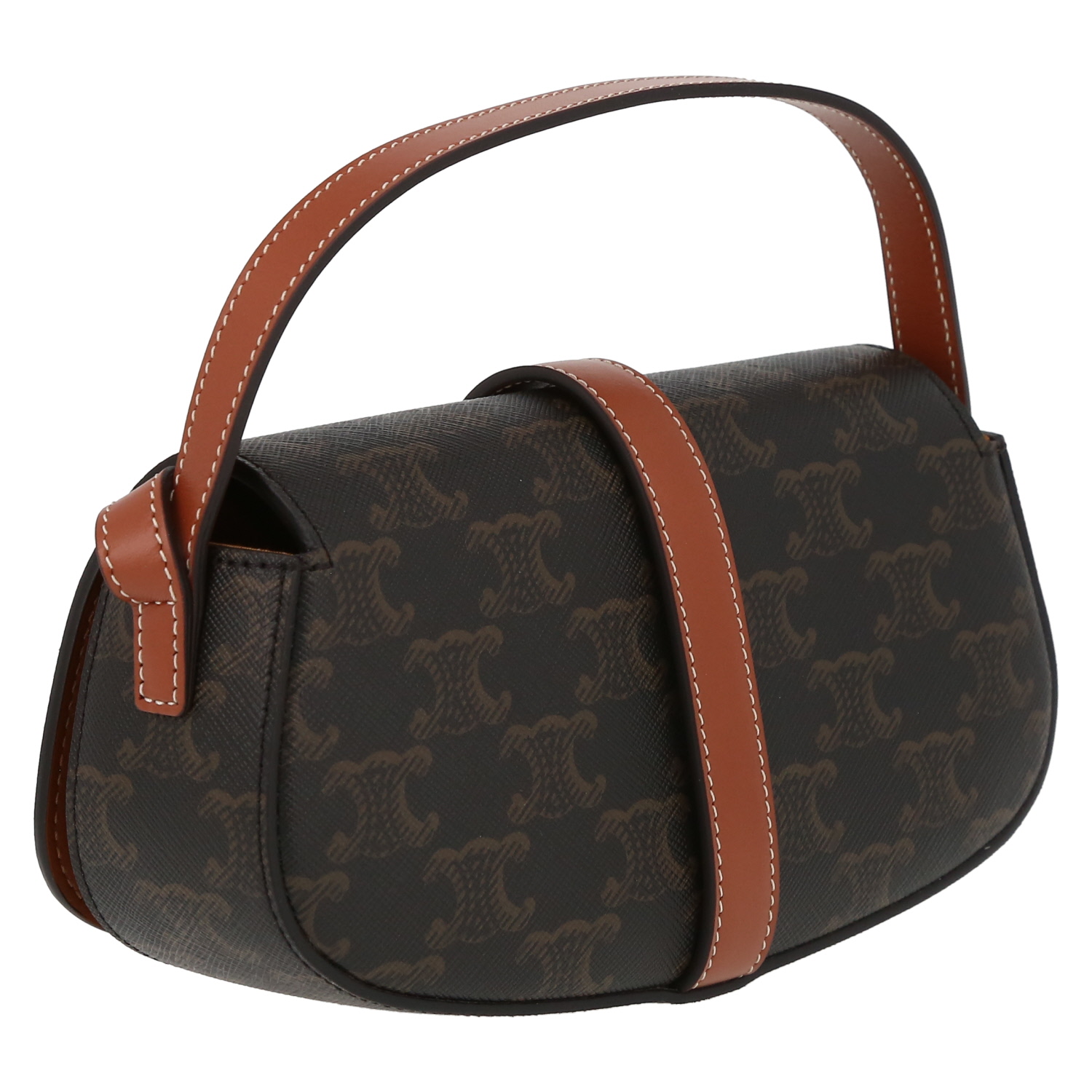 Sac porté épaule Celine Tabou moyen modèle en toile Triomphe et cuir marron - Detail D6