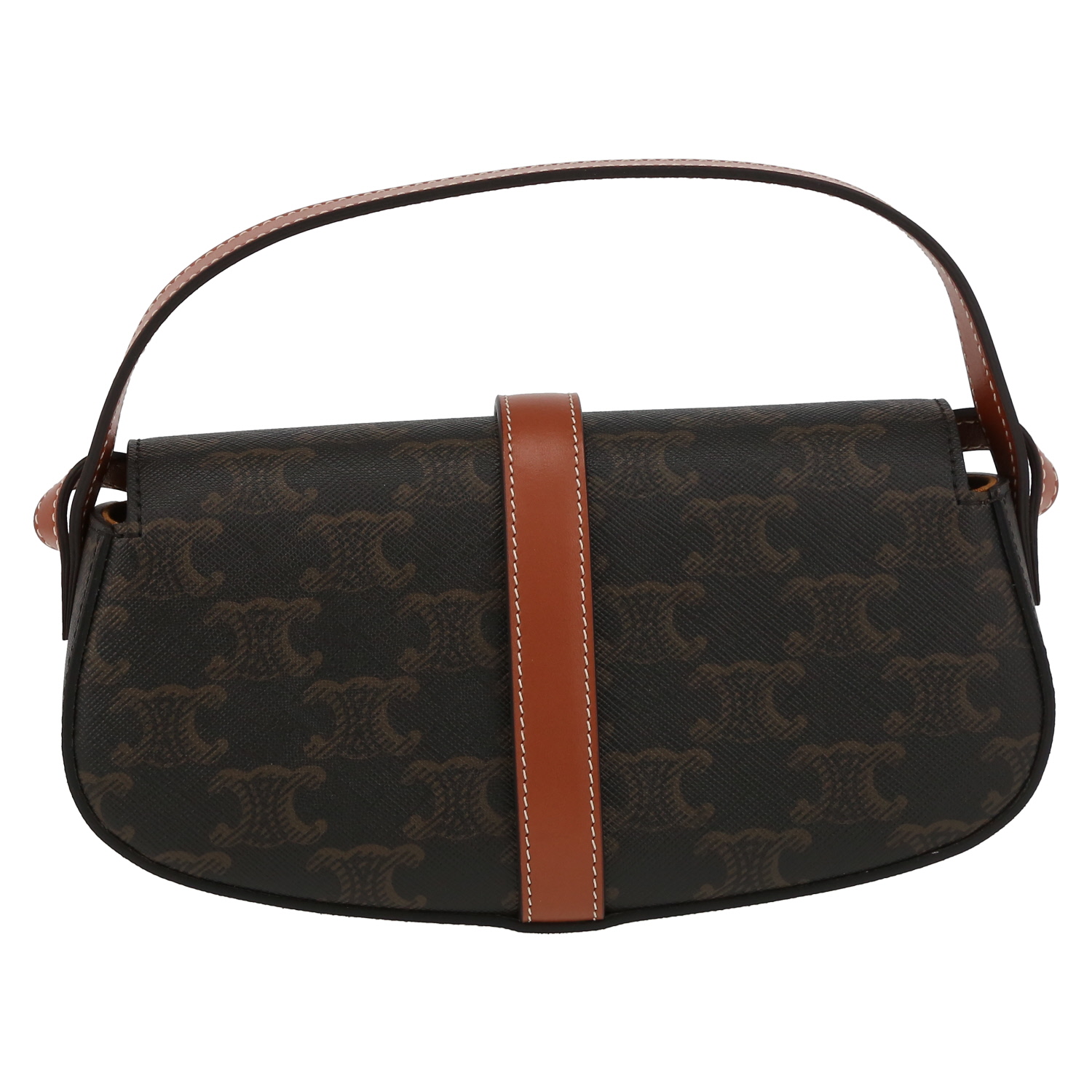 Borsa a spalla Celine  Tabou modello medio  in tela "Triomphe" e pelle marrone - Detail D7