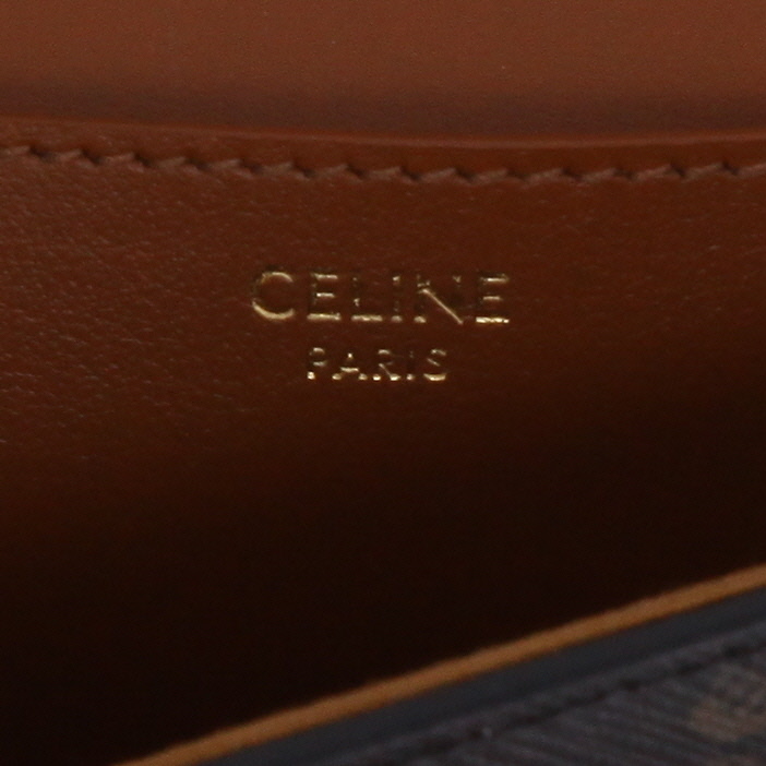 Borsa a spalla Celine  Tabou modello medio  in tela "Triomphe" e pelle marrone - Detail D9