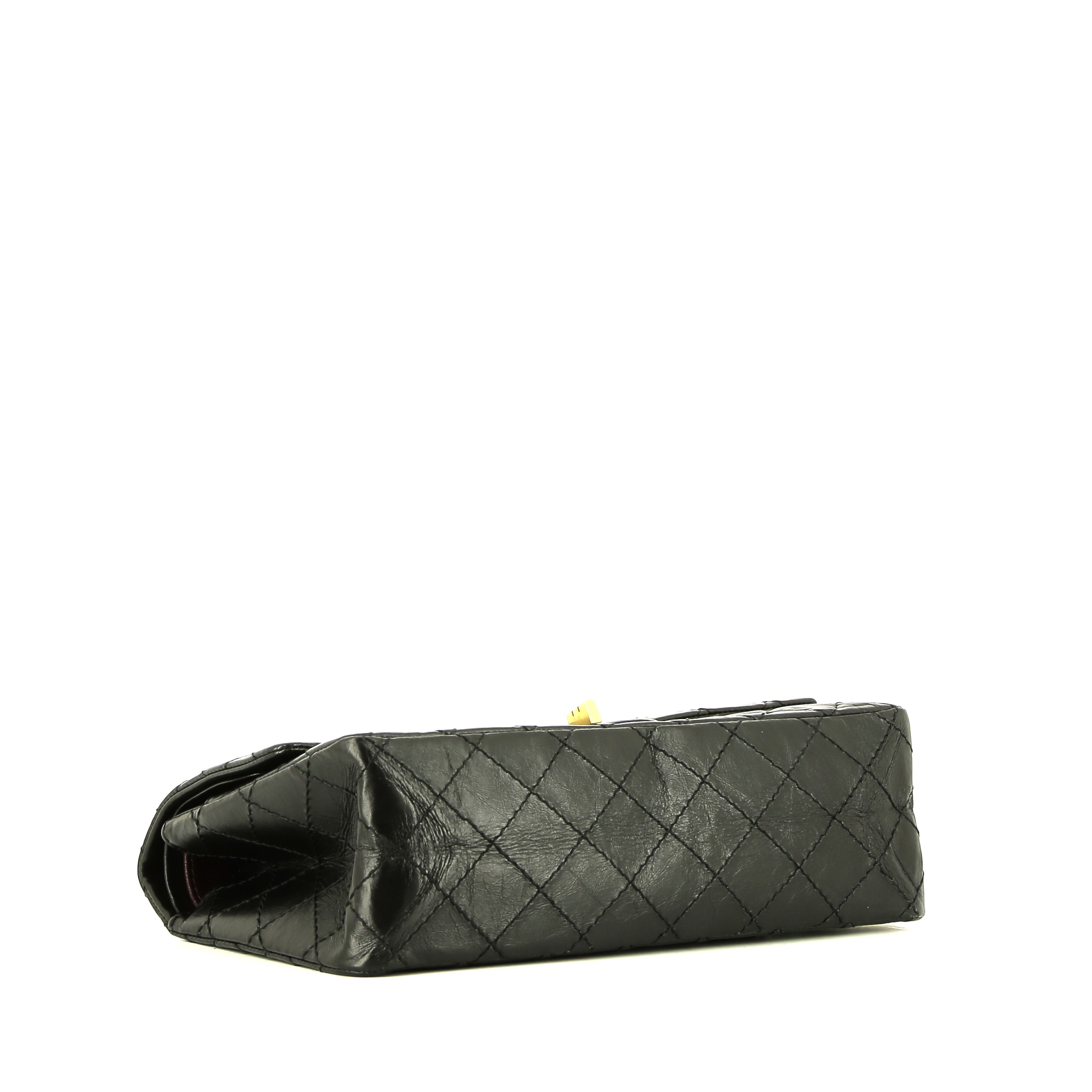Chanel  Chanel 2.55 shoulder bag  in black quilted leather - Detail D5