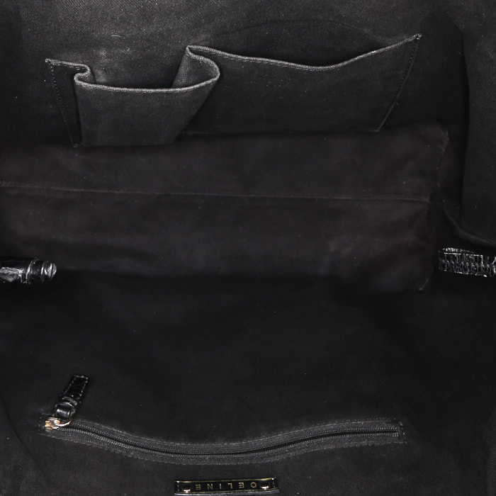 Shopping bag Celine   in tela siglata nera e beige - Detail D2