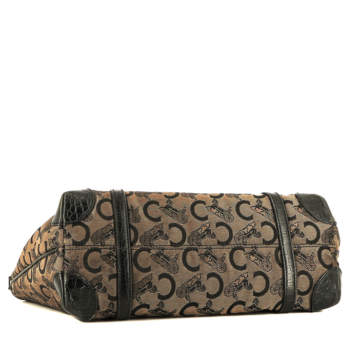 Bolso Cabás Celine   en lona monogram negra y beige - Detail D4