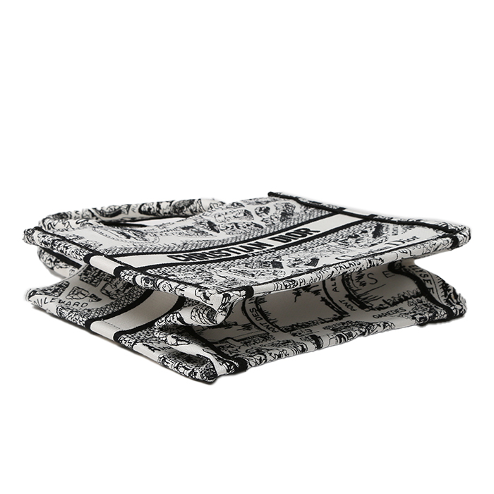 Sac cabas Dior  Book Tote en toile blanche et noire - Detail D5