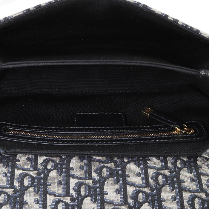Sac à main Dior  30 Montaigne Avenue en toile monogram Oblique bleue et cuir bleu - Detail D2
