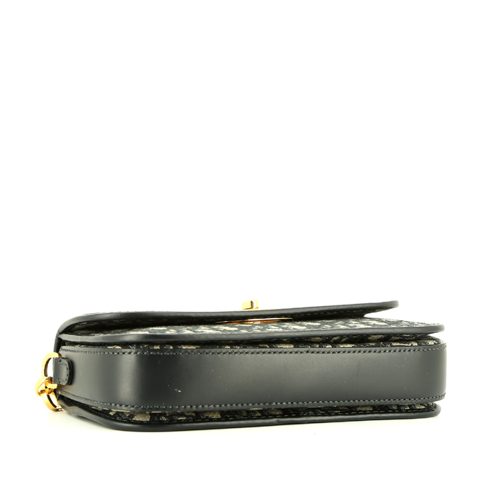 Bolso de mano Dior  30 Montaigne Avenue en lona Monogram Oblique azul y cuero azul - Detail D4