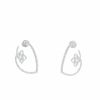 De Beers Enchanted Lotus earrings in white gold and diamonds - 360 thumbnail