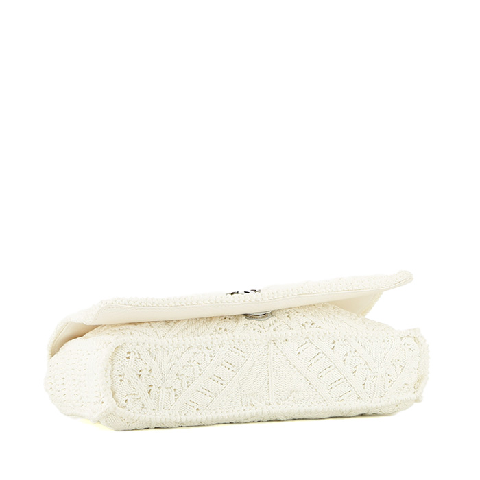 Chanel  Editions Limitées bag worn on the shoulder or carried in the hand  in white canvas - Detail D5