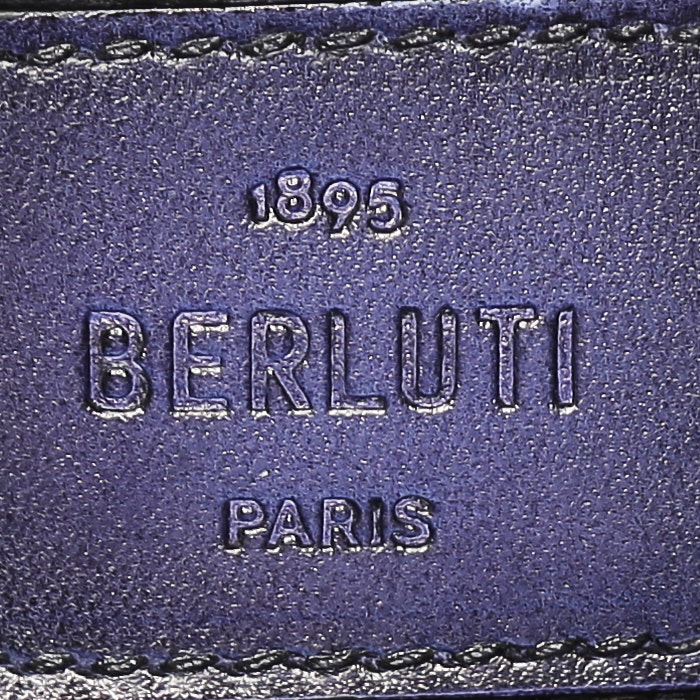 Pochette Berluti   in tela nera e pelle blu - Detail D4