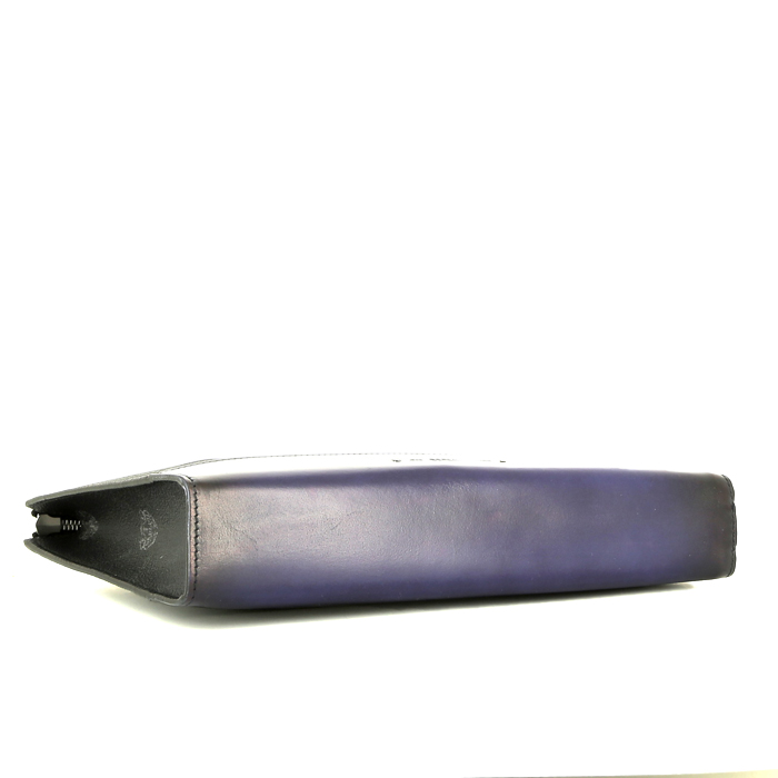 Bolsito de mano Berluti   en lona negra y cuero azul - Detail D5