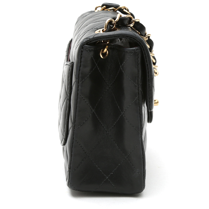 Chanel  Mini Carré handbag  in black quilted leather - Detail D7