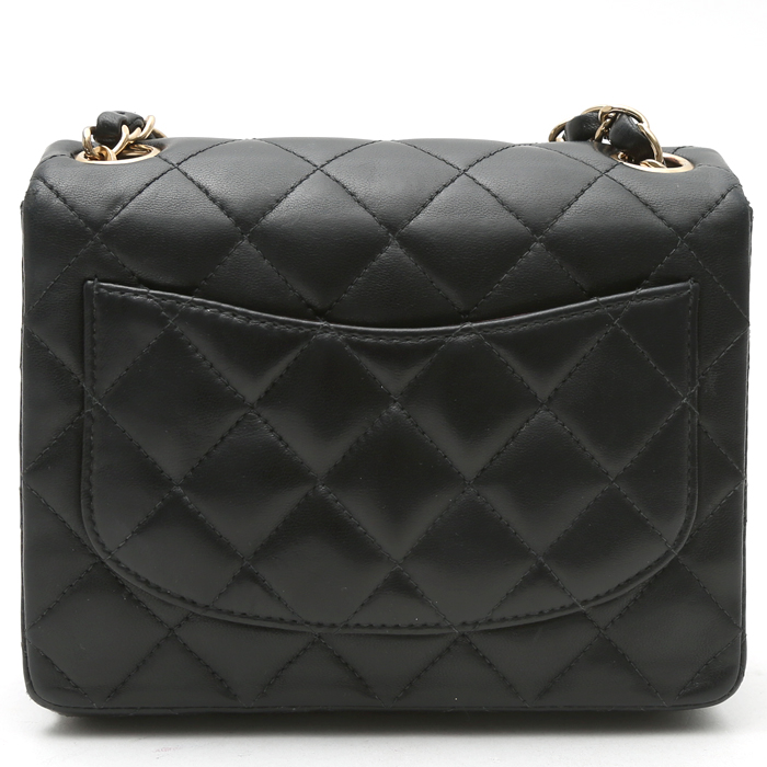 Borsa Chanel  Mini Carré in pelle trapuntata nera - Detail D8