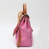 Hermès  Herbag shoulder bag  in pink canvas  and brown leather - Detail D7 thumbnail