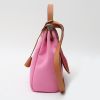 Hermès  Herbag shoulder bag  in pink canvas  and brown leather - Detail D8 thumbnail