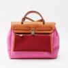 Hermès  Herbag shoulder bag  in pink canvas  and brown leather - Detail D9 thumbnail