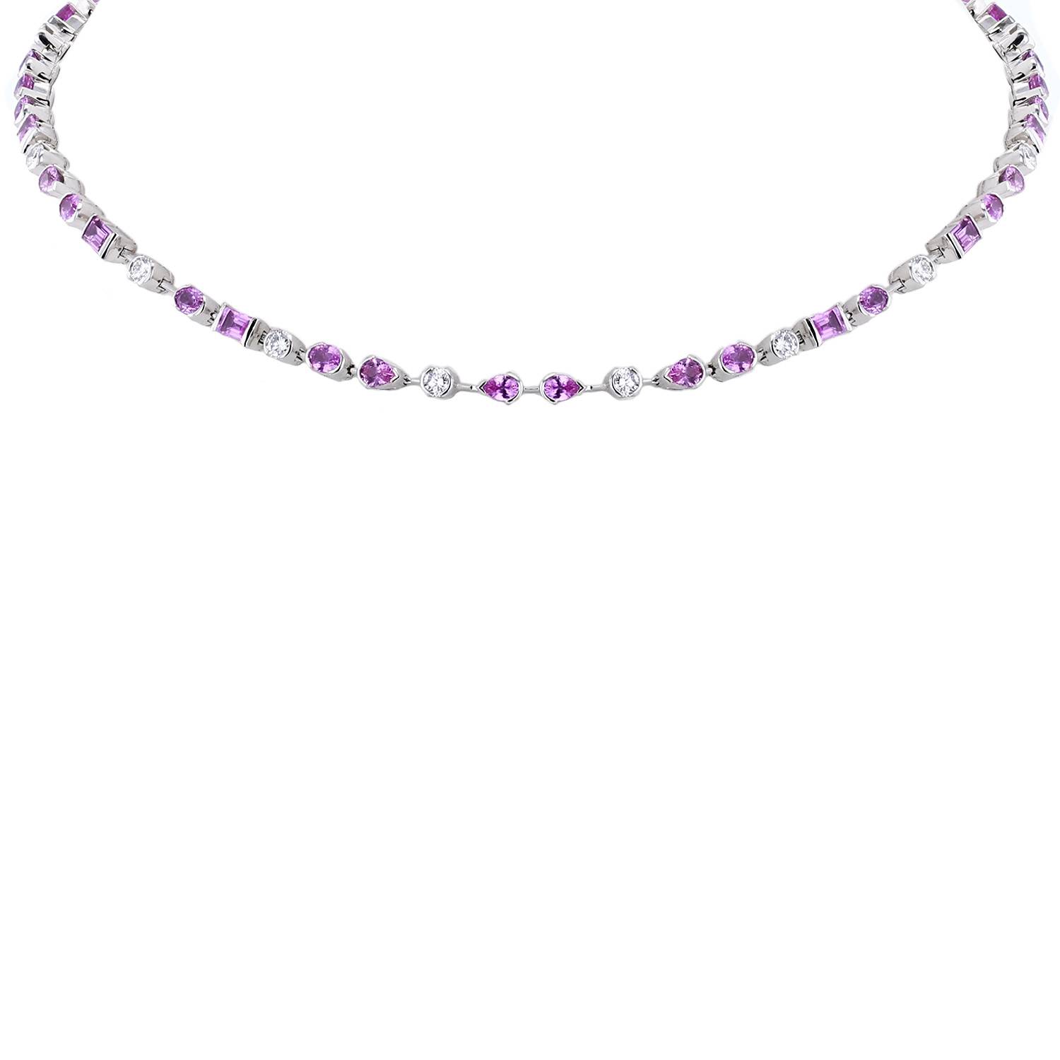 Cartier Meli Melo necklace in white gold, diamonds and sapphires - 00pp
