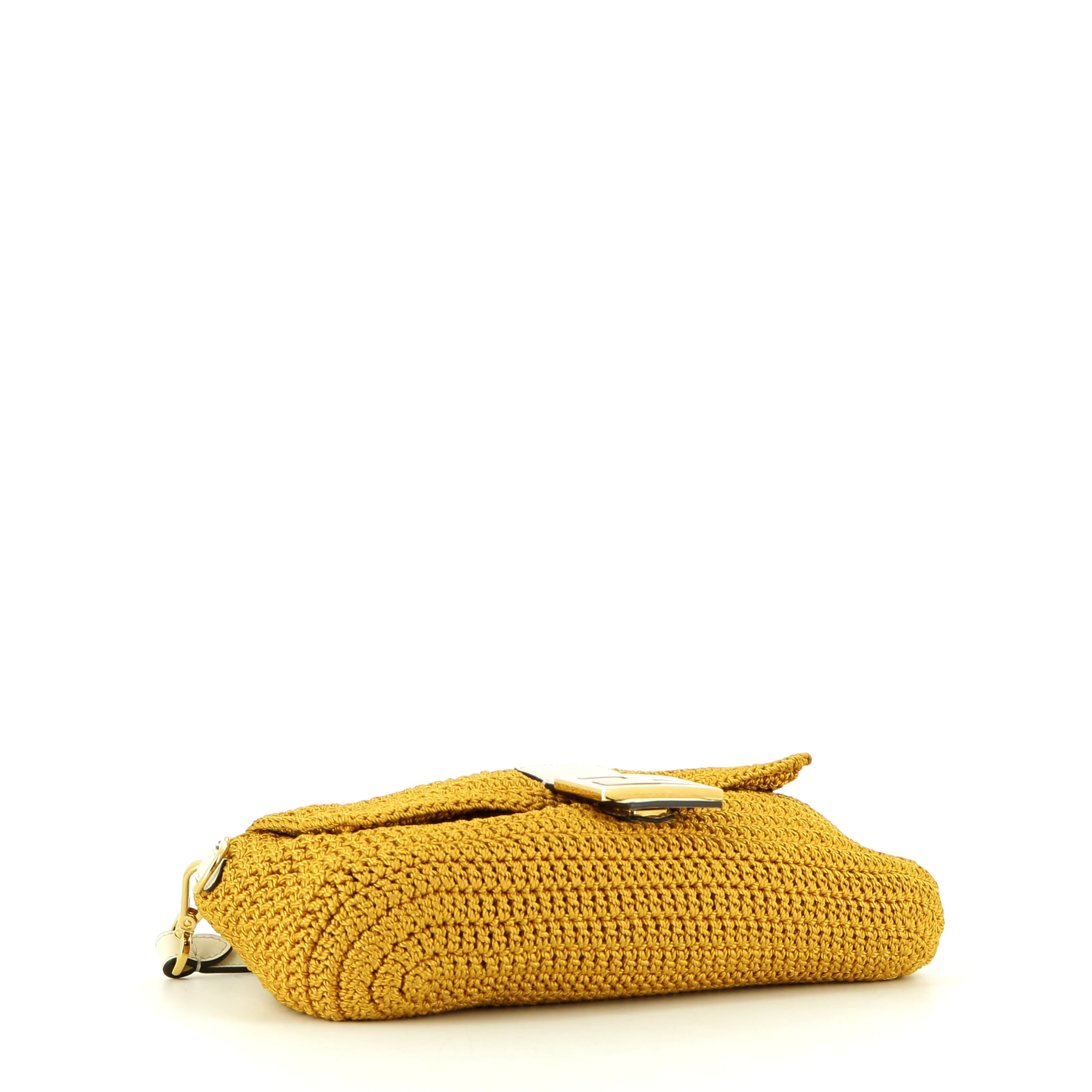 Bolso de mano Fendi  Baguette en lona ocre - Detail D5