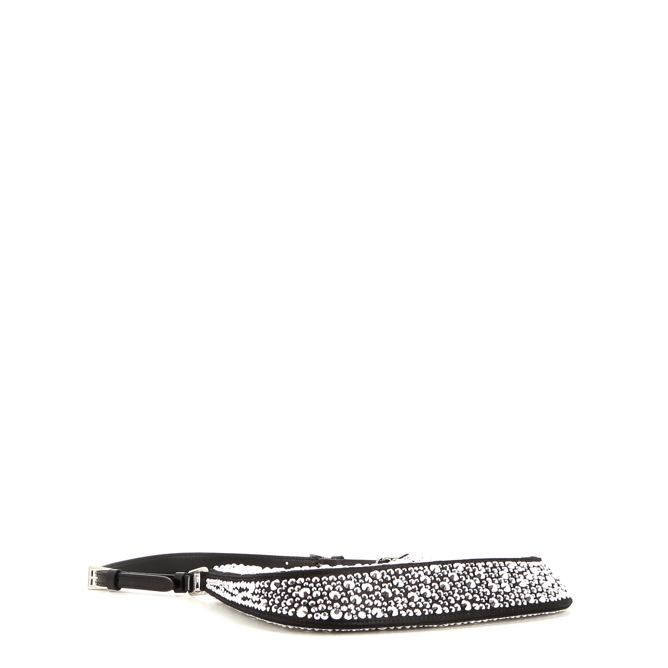 Prada  Cleo handbag  in black satin - Detail D4