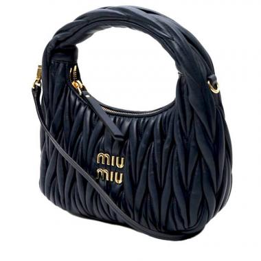 Miu Wander Matelasse Nylon Shoulder Bag in Black - Miu Miu
