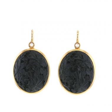 Paire de boucles d'oreilles Pomellato Victoria en or jaune, jais et diamants
