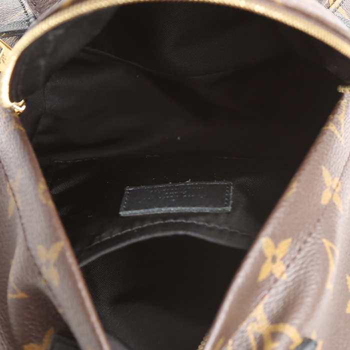 Zaino Louis Vuitton  Palm Springs Backpack Mini in tela monogram marrone e pelle nera - Detail D3